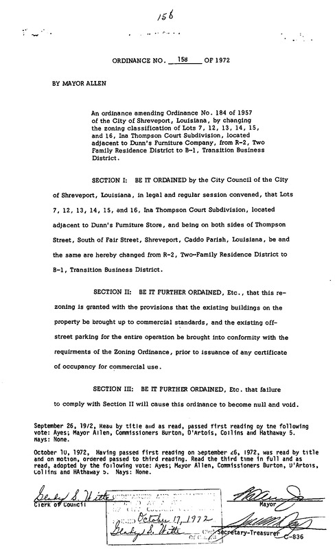 Ordinance 158 - 1972