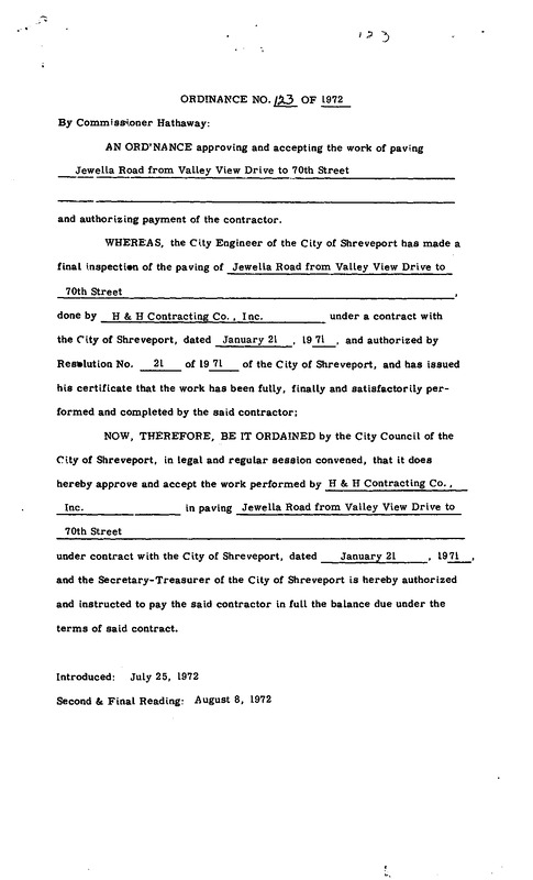 Ordinance 123 - 1972