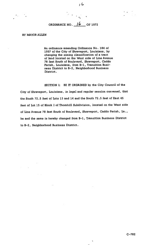 Ordinance 16 - 1972