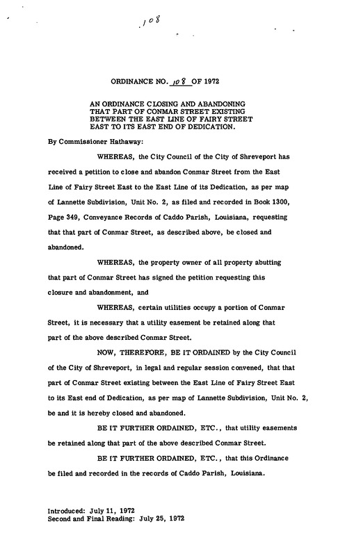 Ordinance 108 - 1972