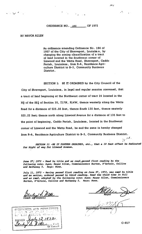 Ordinance 101 - 1972