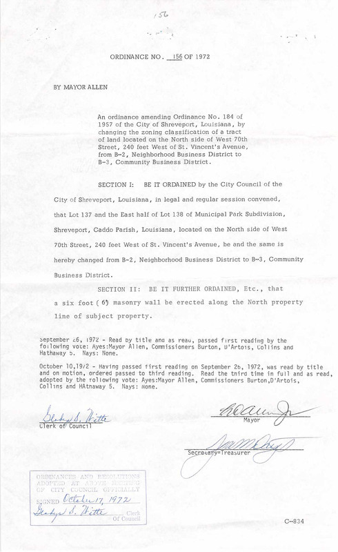Ordinance 156 - 1972