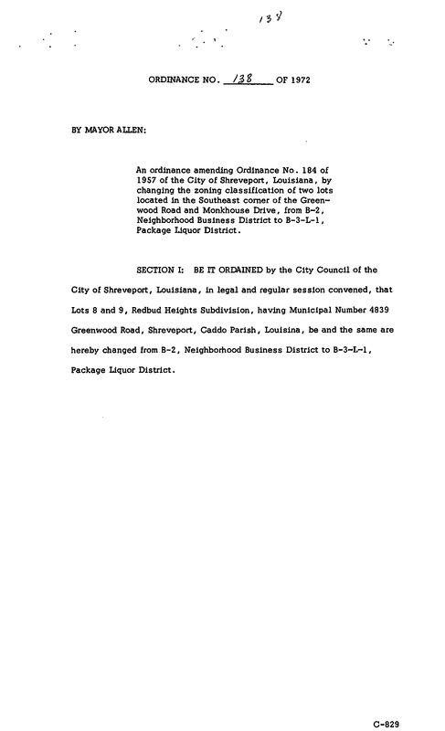 Ordinance 138 - 1972