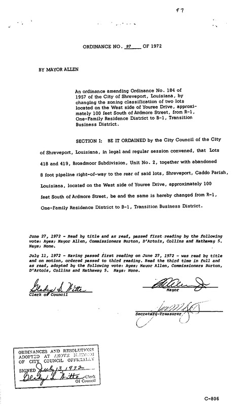 Ordinance 97 - 1972