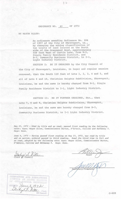 Ordinance 83 - 1972