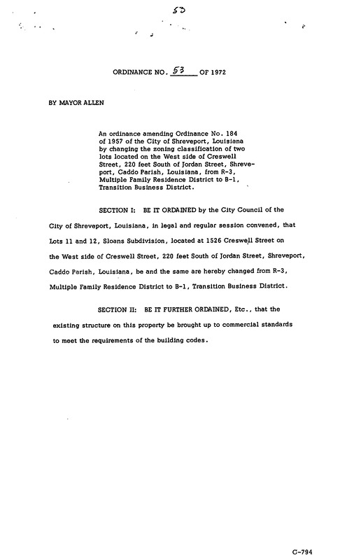 Ordinance 53 - 1972
