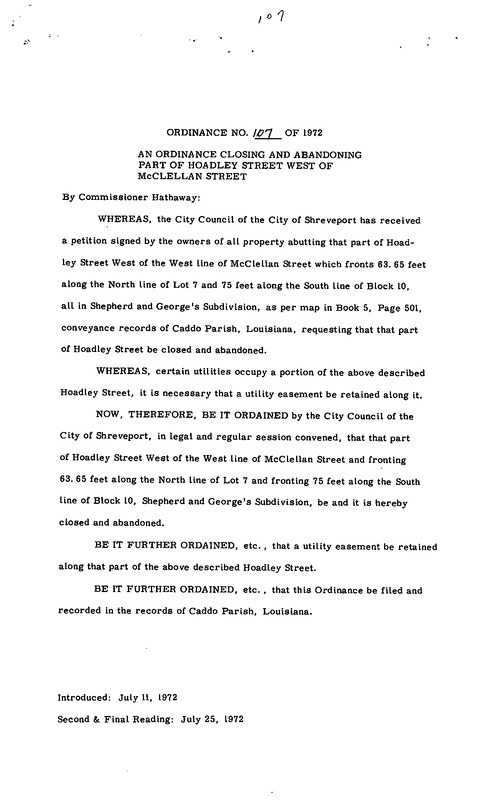 Ordinance 107 - 1972