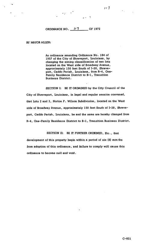 Ordinance 117 - 1972