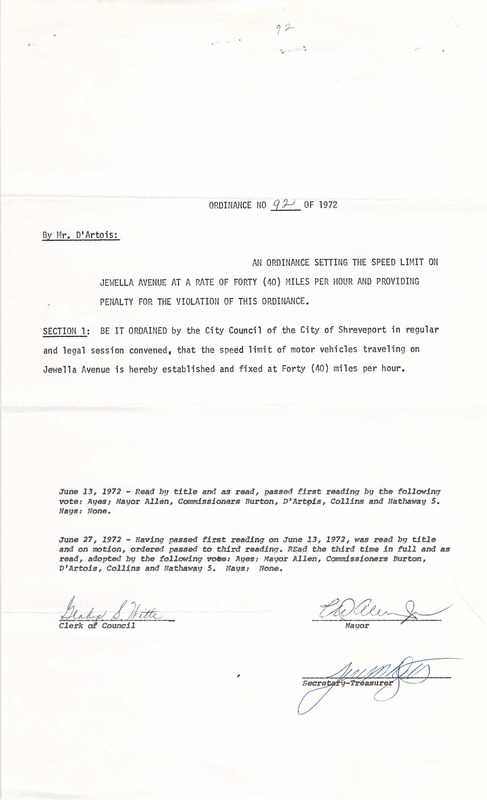 Ordinance 92 - 1972