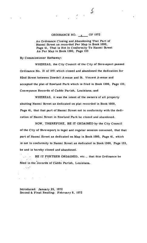 Ordinance 05 - 1972