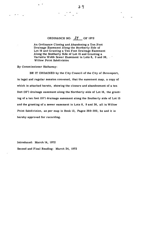 Ordinance 39 - 1972
