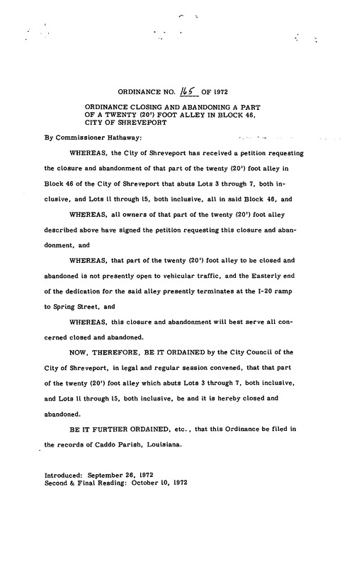 Ordinance 165 - 1972