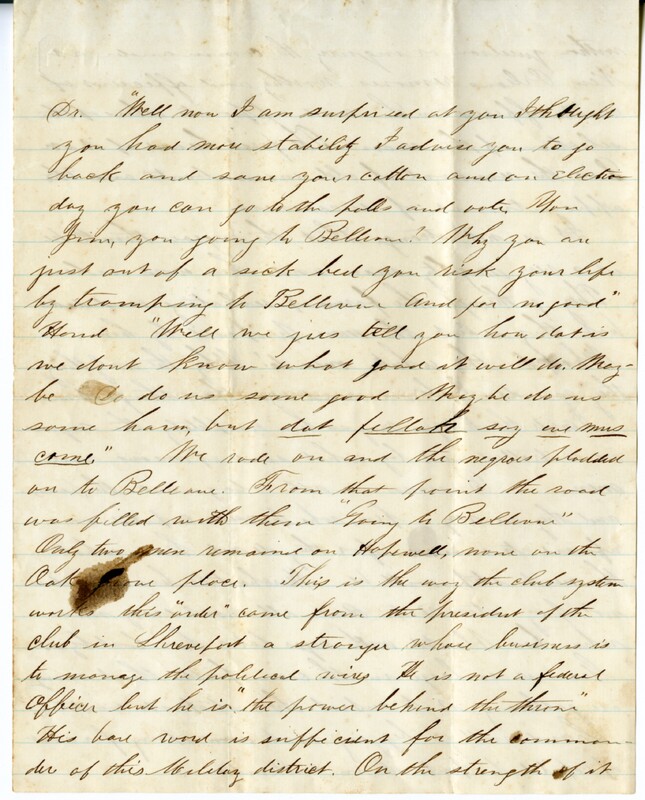 Letter,  Mollie Thatcher, Moss Hill, La., to  Mrs. J. D. Wemple Page 5