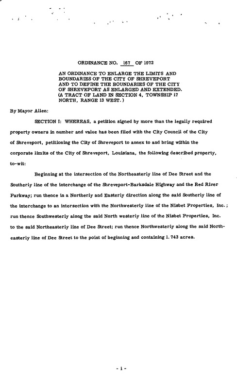 Ordinance 167 - 1972