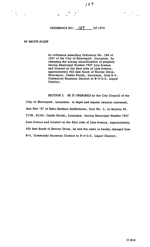 Ordinance 139 - 1972