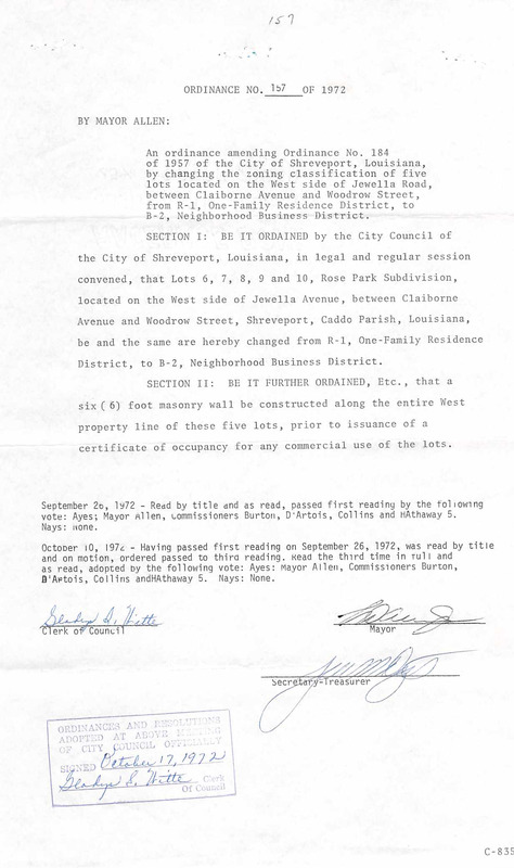 Ordinance 157 - 1972