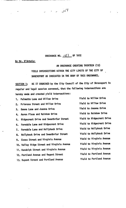 Ordinance 151 - 1972