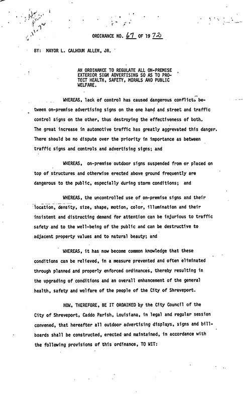 Ordinance 67 - 1972