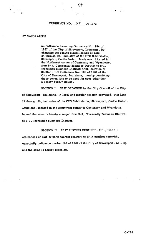 Ordinance 54 - 1972
