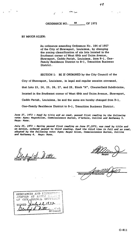 Ordinance 98 - 1972