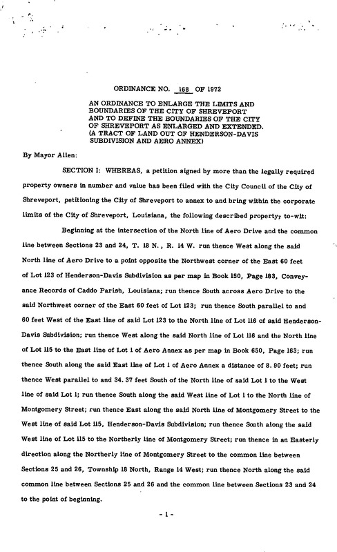Ordinance 168 - 1972