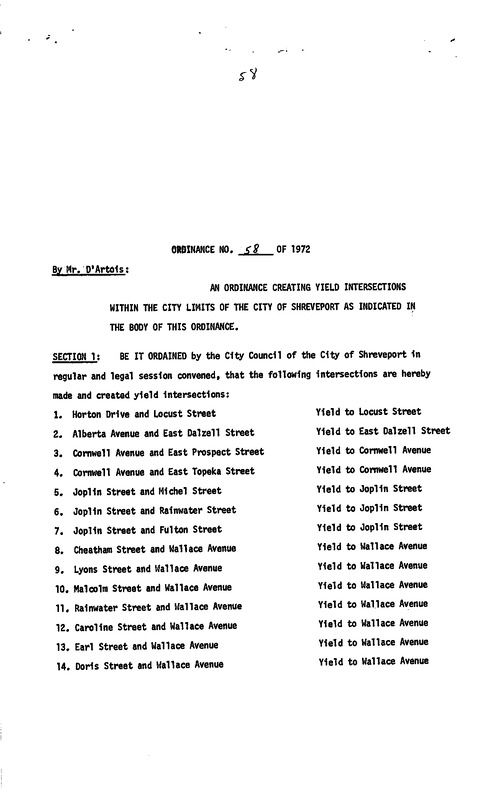 Ordinance 58 - 1972