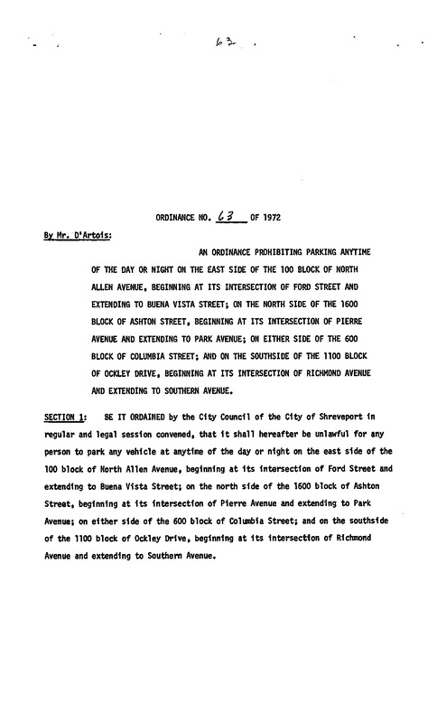Ordinance 63 - 1972