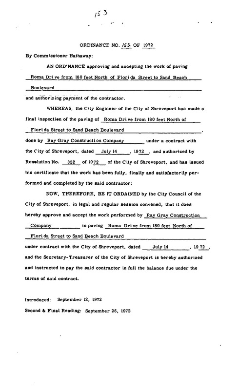 Ordinance 153 - 1972