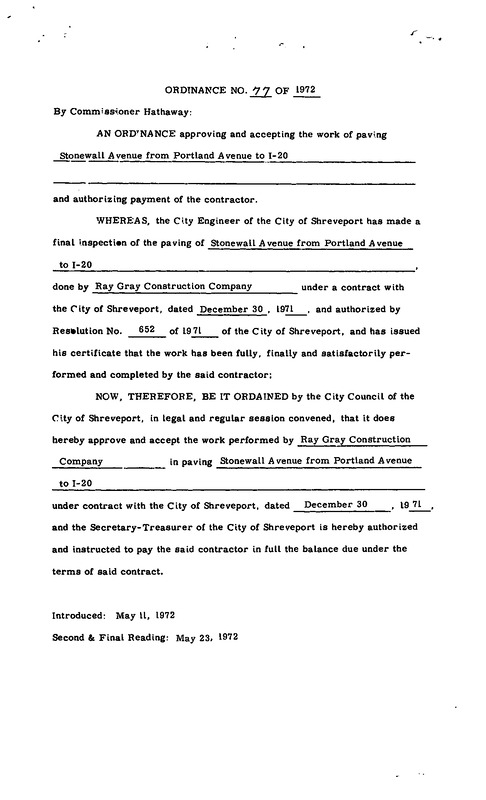 Ordinance 77 - 1972