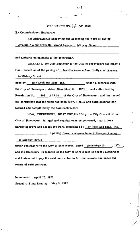 Ordinance 64 - 1972