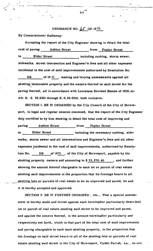Ordinance 65 - 1972