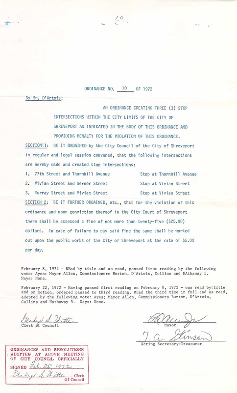 Ordinance 10 - 1972