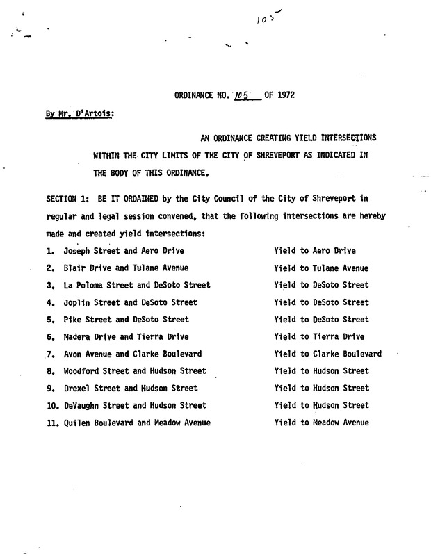 Ordinance 105 - 1972