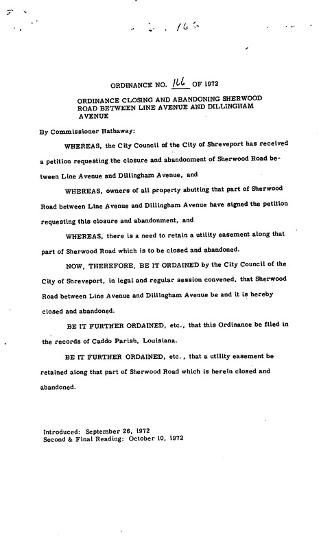 Ordinance 166 - 1972
