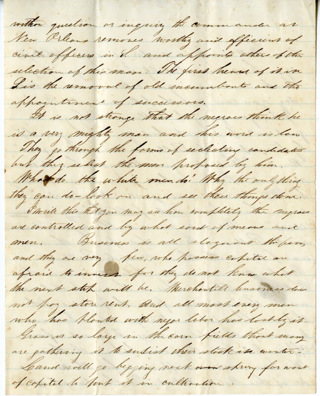 Letter,  Mollie Thatcher, Moss Hill, La., to  Mrs. J. D. Wemple Page 6