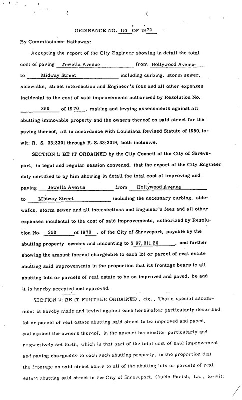 Ordinance 110 - 1972