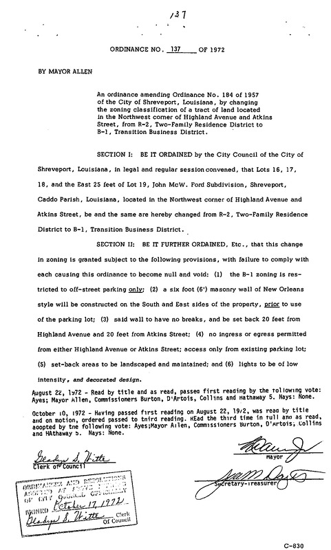 Ordinance 137 - 1972