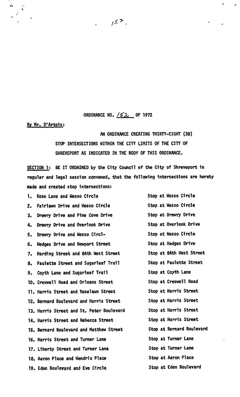 Ordinance 152 - 1972