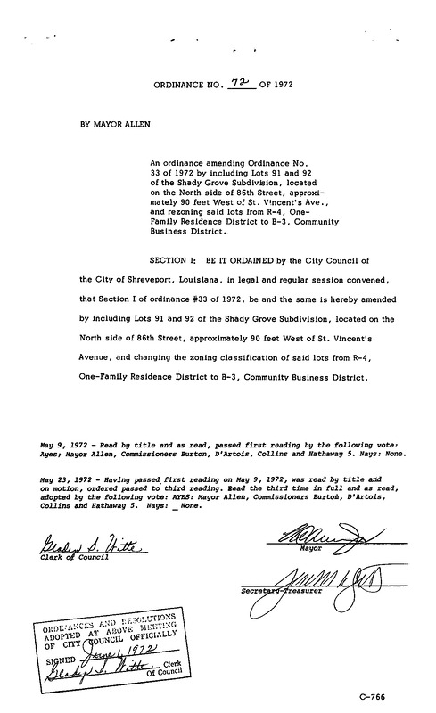 Ordinance 72 - 1972